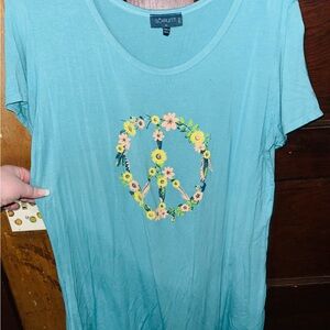 Scarlett Blue Relaxed Short Sleeve Tee ✌️☮️🌸 XL